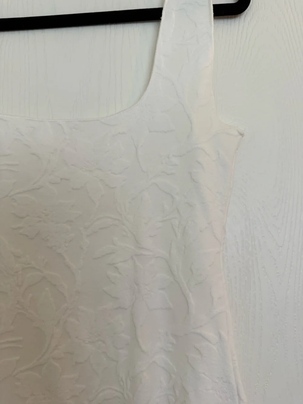 Zara White Floral Embossed Print Square-Neck Midi Bodycon Tank Dress Large - Picture 5 of 7